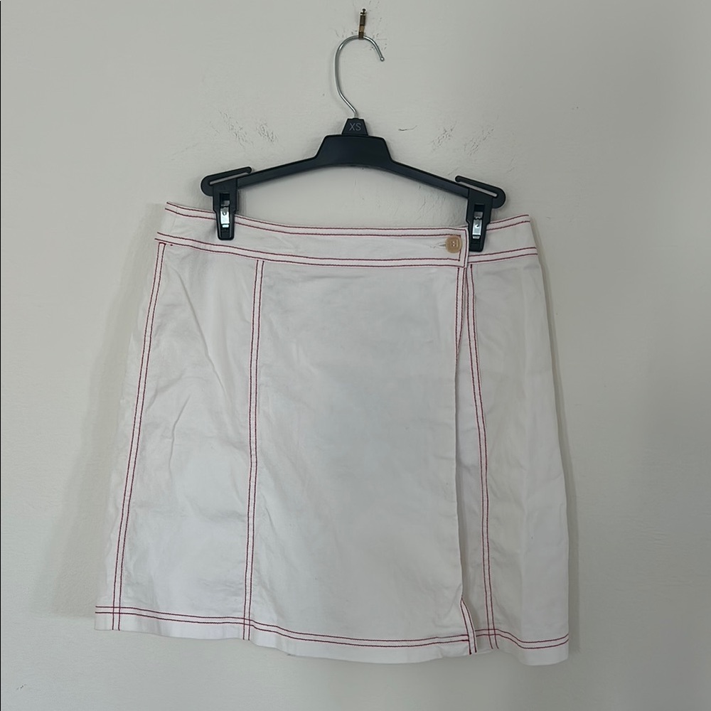 maxmara White wrap Skirt with Red Stitching